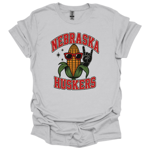 Rock On Nebraska Huskers Corn T-Shirt | Funny Game Day Tee