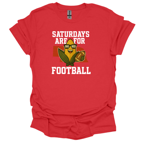 Saturdays Are for Football T-Shirt | Nebraska Corn Graphic Tee | Funny Game Day Shirt | Big Red Fan Unisex Tee