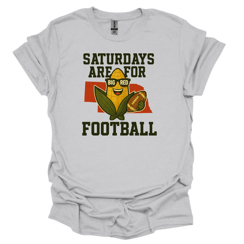 Saturdays Are for Football T-Shirt | Nebraska Corn Graphic Tee | Funny Game Day Shirt | Big Red Fan Unisex Tee
