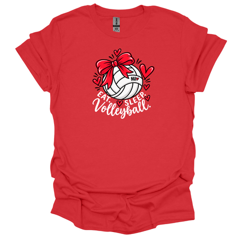 Eat Sleep Volleyball Bow T-Shirt | Cute Nebraska Volleyball Tee