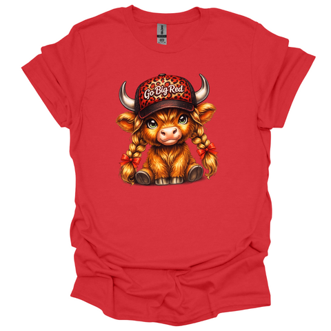 Go Big Red Highland Cow T-Shirt | Nebraska Game Day Tee