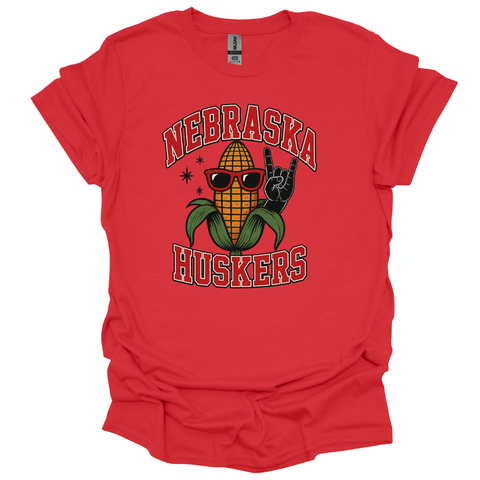 Rock On Nebraska Huskers Corn T-Shirt | Funny Game Day Tee