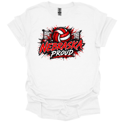 Nebraska Pride Volleyball Red & Black Splatter T-Shirt
