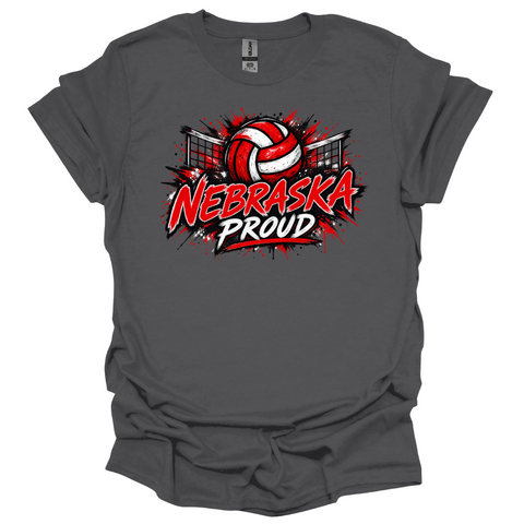 Nebraska Pride Volleyball Red & Black Splatter T-Shirt