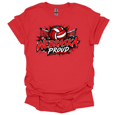 Nebraska Pride Volleyball Red & Black Splatter T-Shirt