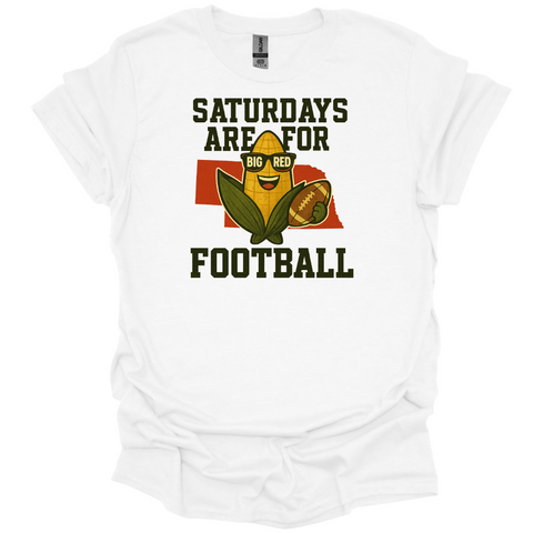 Saturdays Are for Football T-Shirt | Nebraska Corn Graphic Tee | Funny Game Day Shirt | Big Red Fan Unisex Tee