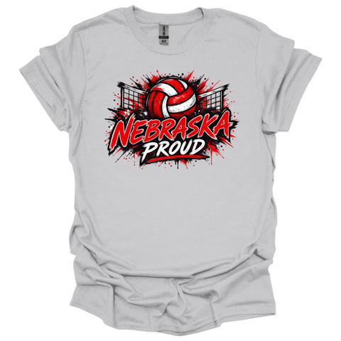 Nebraska Pride Volleyball Red & Black Splatter T-Shirt
