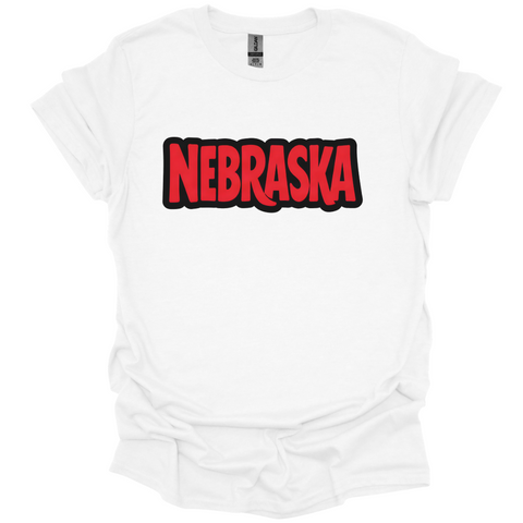 Nebraska Bold Graphic T-Shirt | Minimalist State Pride Tee