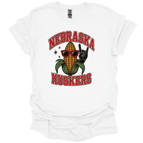 Rock On Nebraska Huskers Corn T-Shirt | Funny Game Day Tee