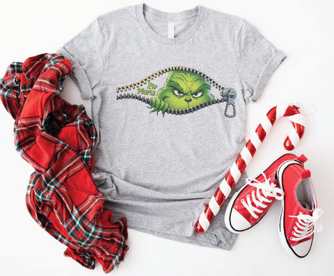 Grinch “EW PEOPLE” Peekaboo T-Shirt – Funny Christmas Zip Graphic