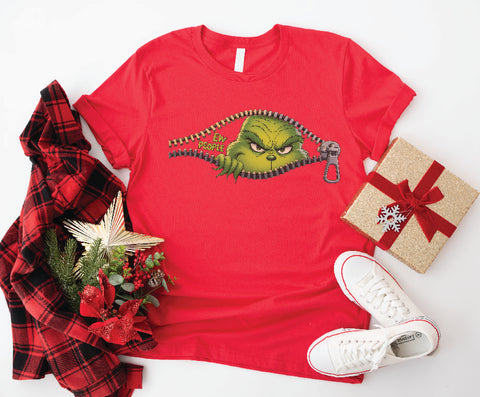 Grinch “EW PEOPLE” Peekaboo T-Shirt – Funny Christmas Zip Graphic