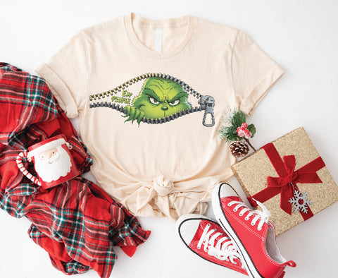 Grinch “EW PEOPLE” Peekaboo T-Shirt – Funny Christmas Zip Graphic