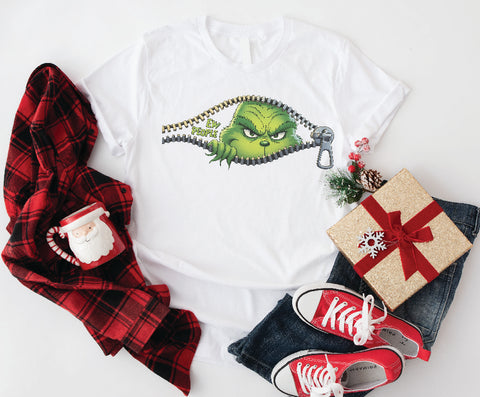 Grinch “EW PEOPLE” Peekaboo T-Shirt – Funny Christmas Zip Graphic