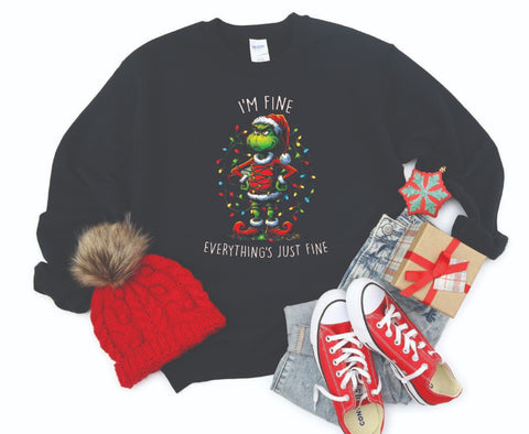 I'm Fine, Everything's Just Fine Grinch Sweatshirt - Cozy Crewneck