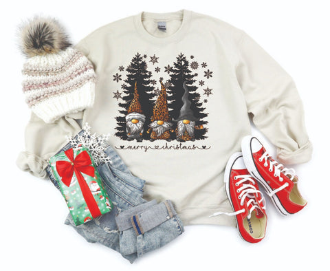 Gnomes in Leopard PJs Christmas Sweatshirt - Cozy Crewneck