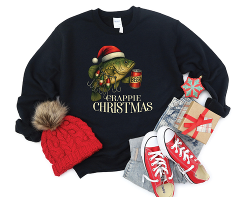 Crappie Christmas Sweatshirt – Funny Fishing Gift for Him