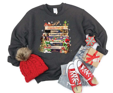 2024 Vintage Christmas VHS sweatshirt with a retro design inspired by 90s holiday movies, perfect for fans of vintage Christmas nostalgia.

