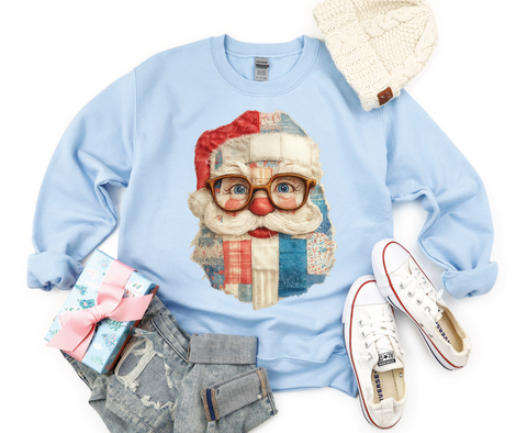 Patchwork Santa Sweatshirt – Quilted Holiday Cheer