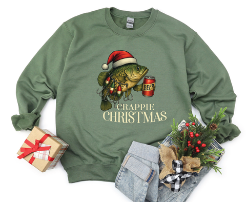 Crappie Christmas Sweatshirt – Funny Fishing Gift for Him