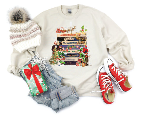 2024 Vintage Christmas VHS sweatshirt with a retro design inspired by 90s holiday movies, perfect for fans of vintage Christmas nostalgia.

