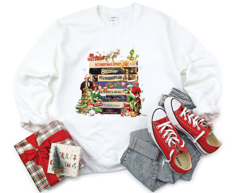 2024 Vintage Christmas VHS sweatshirt with a retro design inspired by 90s holiday movies, perfect for fans of vintage Christmas nostalgia.

