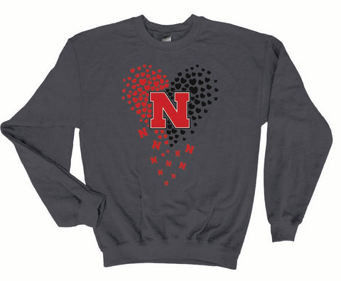 Nebraska Huskers floating hearts Huskers Crewneck Sweatshirt