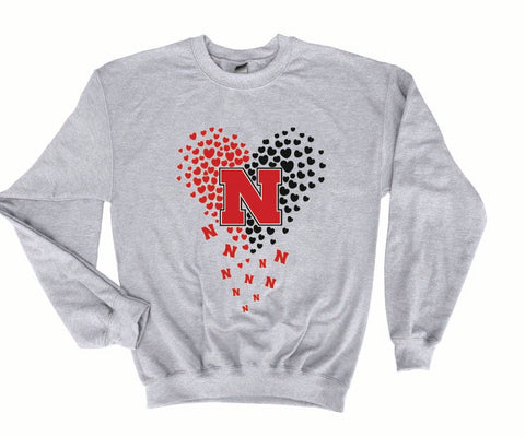 Nebraska Huskers floating hearts Huskers Crewneck Sweatshirt