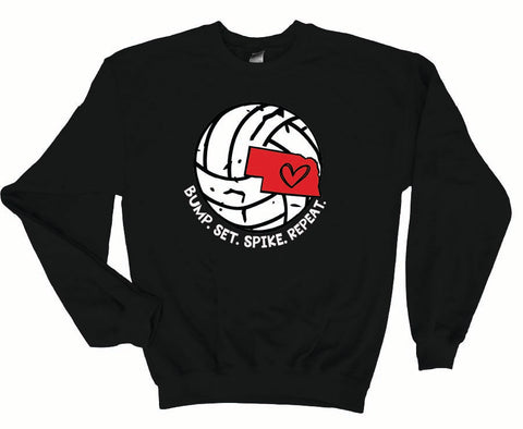 Nebraska Volleyball Sweatshirt – Bump Set Spike Repeat – Husker Pride