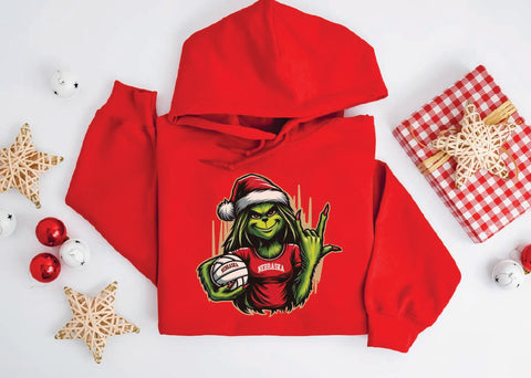 Rockin’ Nebraska Volleyball Christmas Grinch Hoodie