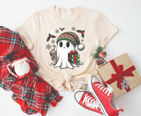 Festive Ghost Christmas - Soft Style Tshirt