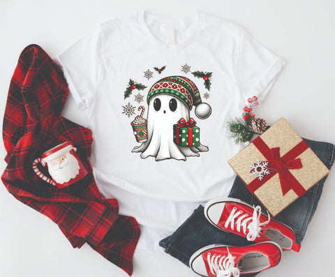 Festive Ghost Christmas - Soft Style Tshirt