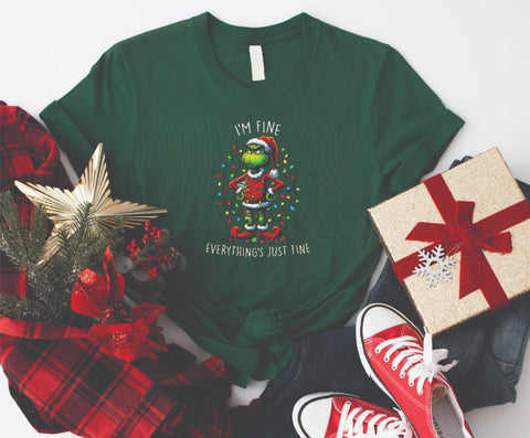 I'm Fine, Everything's Just Fine Grinch- Soft Style Tshirt