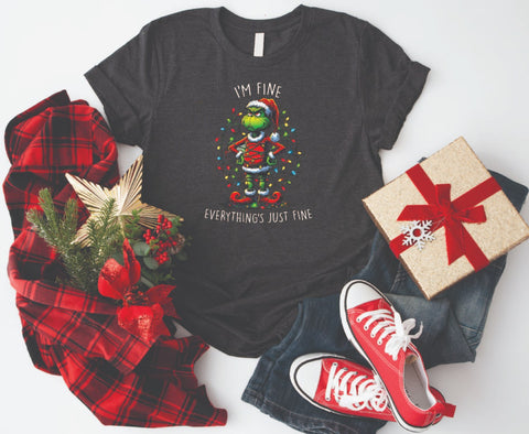 I'm Fine, Everything's Just Fine Grinch- Soft Style Tshirt