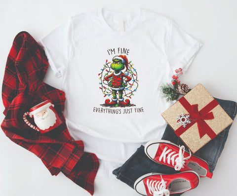 I'm Fine, Everything's Just Fine Grinch- Soft Style Tshirt