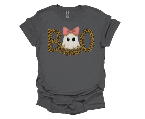 BOO Leopard Ghost Halloween Shirt - Unisex Soft Style Tshirt
