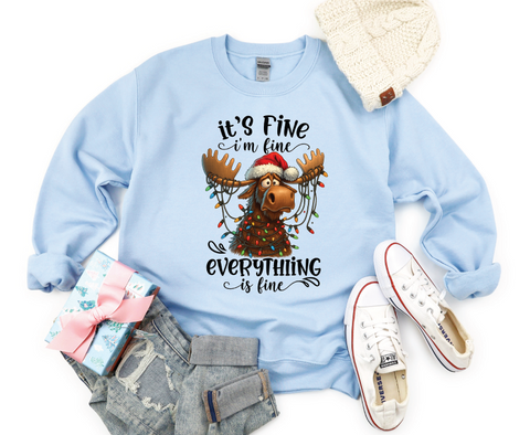 Tangled Moose Holiday Sweatshirt – It’s Fine, I’m Fine, Everything’s Fine