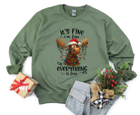 Tangled Moose Holiday Sweatshirt – It’s Fine, I’m Fine, Everything’s Fine