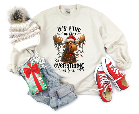 Tangled Moose Holiday Sweatshirt – It’s Fine, I’m Fine, Everything’s Fine