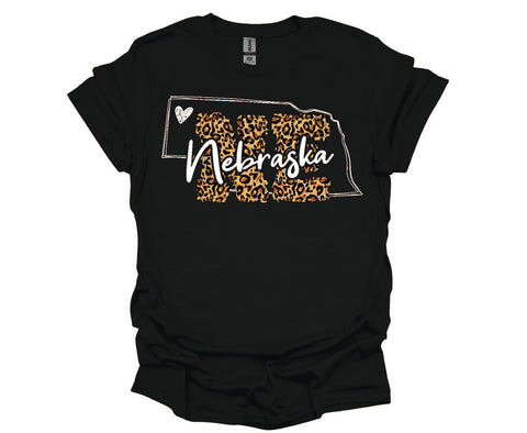 Nebraska Leopard Print T-Shirt - Soft Style Tshirt