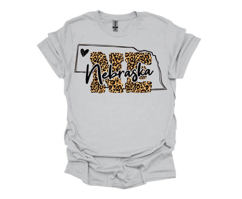 Nebraska Leopard Print T-Shirt - Soft Style Tshirt