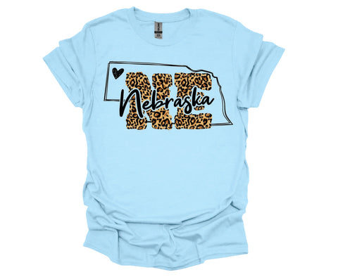 Nebraska Leopard Print T-Shirt - Soft Style Tshirt