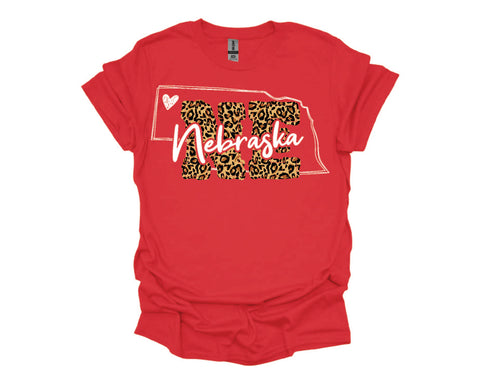 Nebraska Leopard Print T-Shirt - Soft Style Tshirt