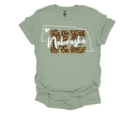 Nebraska Leopard Print T-Shirt - Soft Style Tshirt