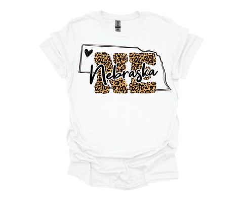 Nebraska Leopard Print T-Shirt - Soft Style Tshirt