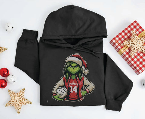 Nebraska Volleyball Grinch Holiday Hoodie