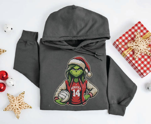 Nebraska Volleyball Grinch Holiday Hoodie