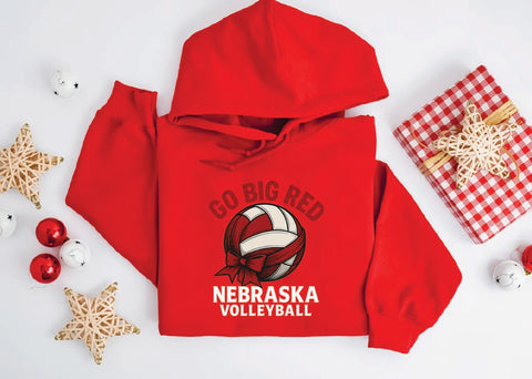 Husker Volleyball Go Big Red!  Holiday Volleyball Hoodie