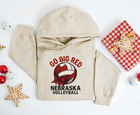 Husker Volleyball Go Big Red!  Holiday Volleyball Hoodie