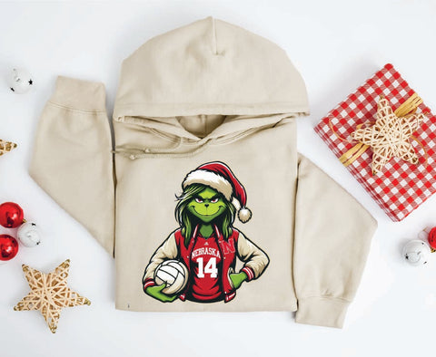 Nebraska Volleyball Grinch Holiday Hoodie