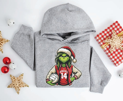 Nebraska Volleyball Grinch Holiday Hoodie
